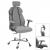 Brostuhl HWC-F12, Schreibtischstuhl Drehstuhl Racing-Chair, Sliding-Funktion Stoff/Textil + Kunstleder ~ grau/schwarz