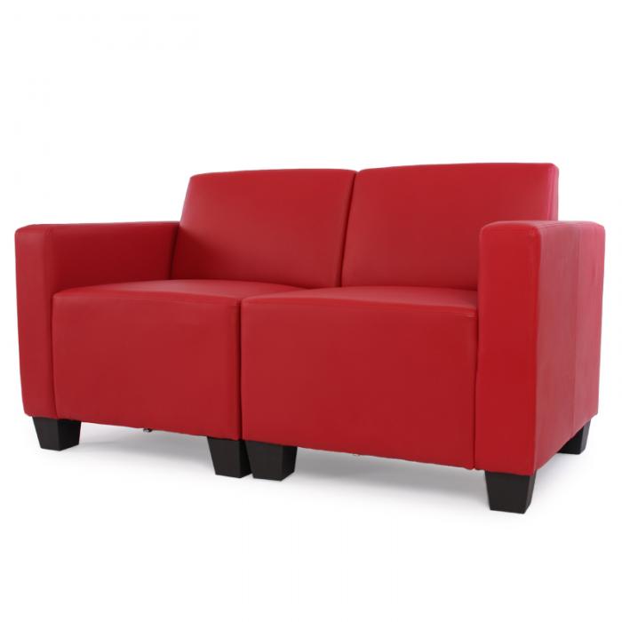 Modular 2-Sitzer Sofa Couch Lyon, Kunstleder ~ rot