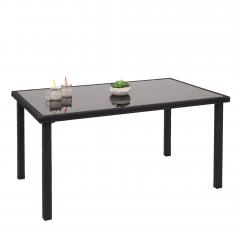 Defekte Ware (Tischplatte beschdigt SK4) | Poly-Rattan Tisch HWC-G19, Gartentisch Balkontisch, 120x75cm ~ schwarz