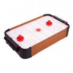 Mini Air Hockey HWC-J10, Tischspiel Lufthockey inklusive Zubehr, Holz 56x30x10cm