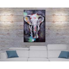 lgemlde Elefant HWC-H25, Leinwandbild Wandgemlde Gemlde, handgemaltes XL Wandbild ~ 120x80cm