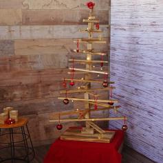 Deko-Weihnachtsbaum HWC-H77, 3D-Christbaum Weihnachtsdekoration, Shabby-Look Tannenholz verstellbar 130x82x82cm