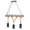 Pendelleuchte HWC-H82, Hngelampe Hngeleuchte, Industrial Vintage Bambus Seil Metall schwarz ~ 3x Rohrlampenschirm