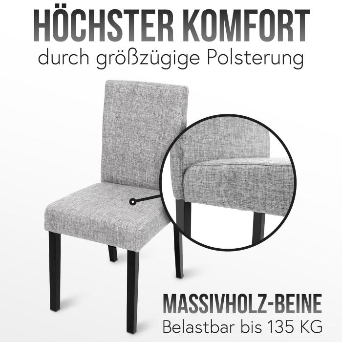 2er-Set Esszimmerstuhl Stuhl Kchenstuhl Littau ~ Textil, grau, dunkle Beine