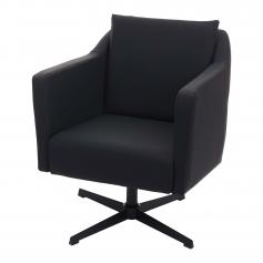 Lounge-Sessel HWC-H93b, Sessel Cocktailsessel Relaxsessel mit Fukreuz, drehbar ~ Kunstleder schwarz