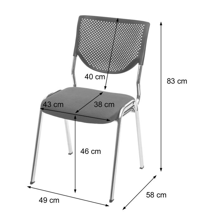 4er-Set Besucherstuhl T401, Konferenzstuhl stapelbar, Stoff/Textil ~ Sitz schwarz, Fe chrom