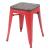 Hocker HWC-A73 inkl. Holz-Sitzflche, Metallhocker Sitzhocker, Metall Industriedesign stapelbar ~ rot