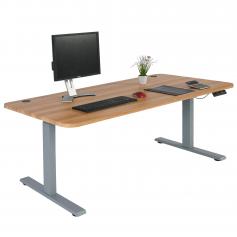 Schreibtisch HWC-D40, Computertisch, elektrisch hhenverstellbar 160x80cm 53kg ~ Eiche-Dekor, grau