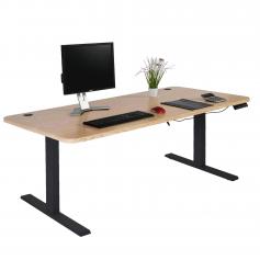 Schreibtisch HWC-D40, Computertisch, elektrisch hhenverstellbar 160x80cm 53kg ~ hellbraun, schwarz