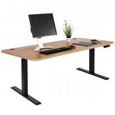 Schreibtisch HWC-D40, Computertisch, elektrisch hhenverstellbar 160x80cm 53kg ~ braun Struktur, schwarz