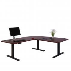 Eck-Schreibtisch HWC-D40, Computertisch, elektrisch hhenverstellbar 178x178cm 84kg ~ Kirsch-Dekor, schwarz