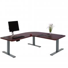Eck-Schreibtisch HWC-D40, Computertisch, elektrisch hhenverstellbar 178x178cm 84kg ~ Kirsch-Dekor, anthrazit-grau