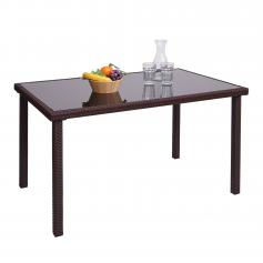 B-Ware (Ecken am Glas beschdigt SK2) | Poly-Rattan Tisch HWC-G19, Gartentisch Balkontisch, 120x75cm ~ braun