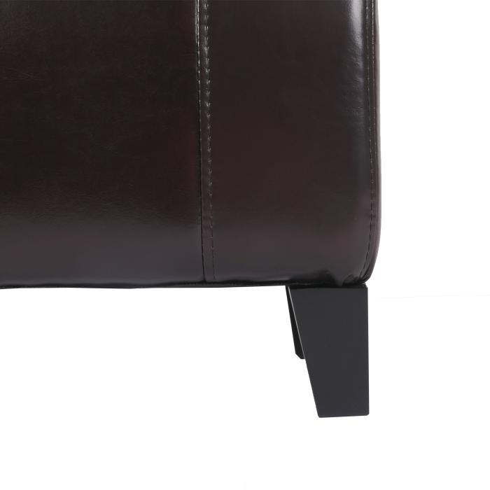 Hocker Sitzwrfel Sitzhocker Emmen, Leder + Kunstleder, 37x45x47 cm ~ braun