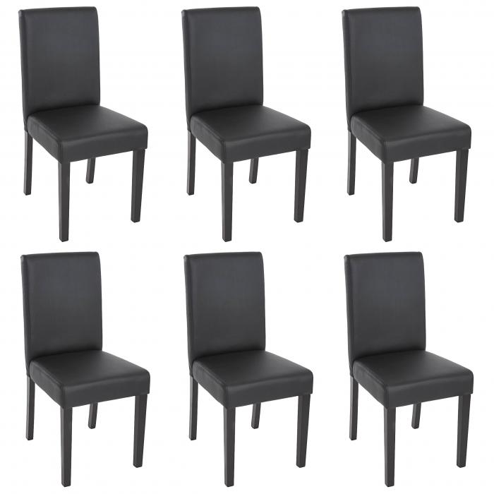 6er-Set Esszimmerstuhl Stuhl Kchenstuhl Littau ~ Kunstleder, schwarz matt, dunkle Beine