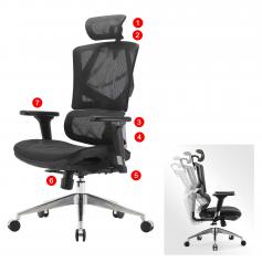 Brostuhl HWC-J89, Schreibtischstuhl ergonomisch, Lordosensttze hohe Rckenlehne 3D-Armlehnen ~ Mesh schwarz
