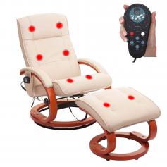 Massage-Fernsehsessel Pescatori II, Relaxsessel Massagesessel, Massagefunktion ~ wei-creme