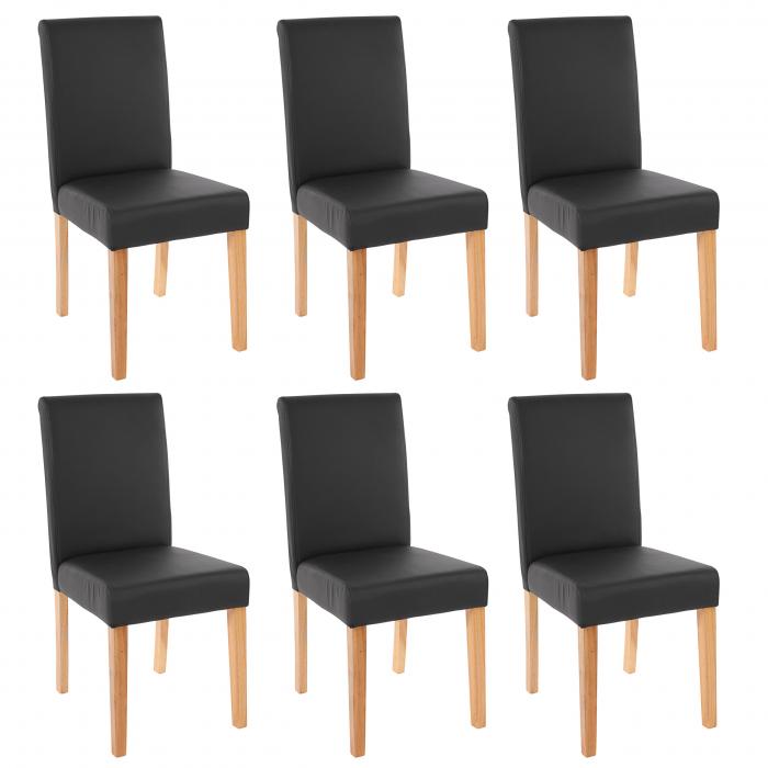6er-Set Esszimmerstuhl Stuhl Kchenstuhl Littau ~ Kunstleder, schwarz matt, helle Beine