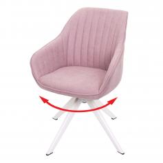 B-Ware (andere Farbe SK2) | Esszimmerstuhl HWC-K27, Kchenstuhl Stuhl mit Armlehne, drehbar Stoff/Textil ~ rosa
