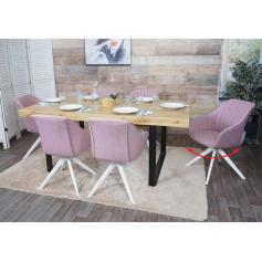 6er-Set Esszimmerstuhl HWC-K27, Kchenstuhl Stuhl mit Armlehne, drehbar Stoff/Textil ~ rosa