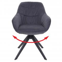 B-Ware (Druckstellen SK2) | Esszimmerstuhl HWC-K28, Polsterstuhl Stuhl mit Armlehne, drehbar, Metall ~ Stoff/Textil grau