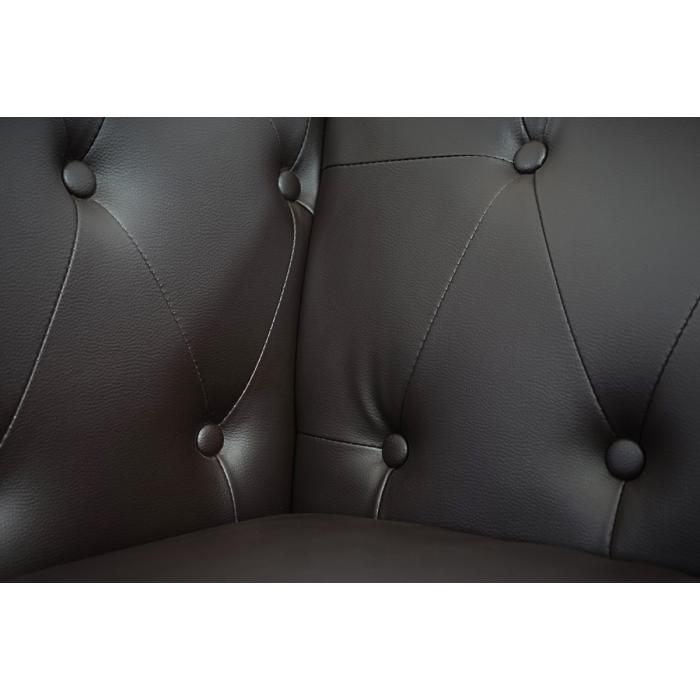 Luxus Sessel Loungesessel Relaxsessel Chesterfield Kunstleder ~ runde Fe, braun mit Ottomane