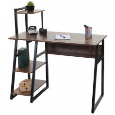 Schreibtisch mit Regal HWC-K68, Laptoptisch Brotisch Arbeitstisch, MVG-zertifiziert 100x50cm, Metall MDF ~ braun
