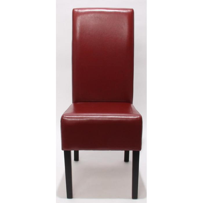 6er-Set Esszimmerstuhl Kchenstuhl Stuhl Latina, LEDER ~ rot, dunkle Beine
