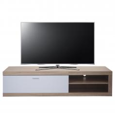 TV-Rack HWC-L33, TV-Board Fernsehtisch Lowboard TV-Schrank Kommode, Holz 43x180x41cm Staufach, Eiche-Optik, wei