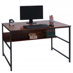 Schreibtisch HWC-K80, Brotisch Computertisch Arbeitstisch Ablage, Metall MDF 120x60cm ~ braun