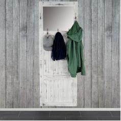 Garderobe Wandgarderobe mit Spiegel Wandhaken 180x65x7cm, Shabby-Look, Vintage ~ wei