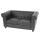 Luxus 2er Sofa Loungesofa Couch Chesterfield Kunstleder 160cm ~ runde Fe, schwarz
