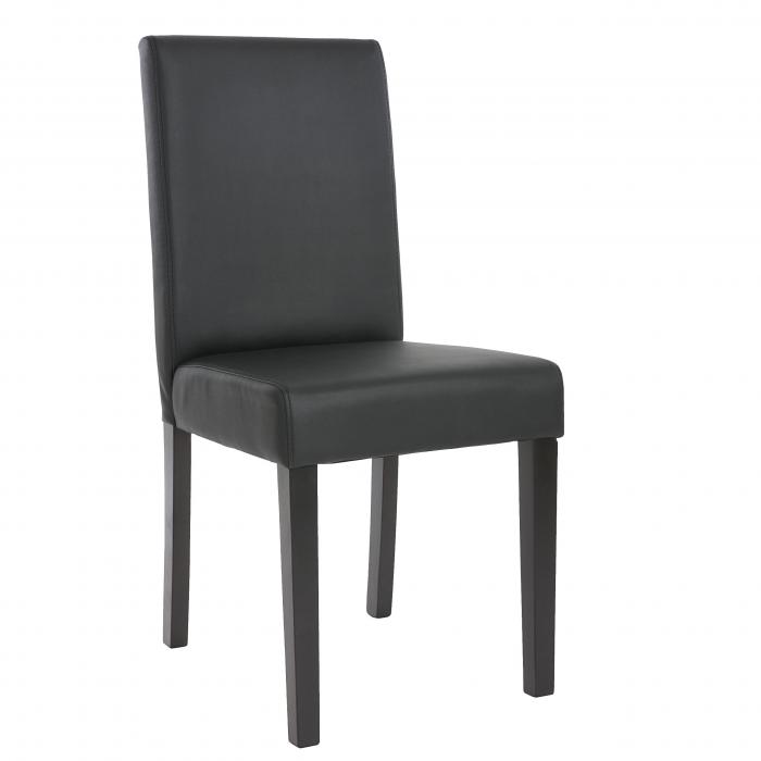 4er-Set Esszimmerstuhl Stuhl Kchenstuhl Littau ~ Kunstleder, schwarz matt, dunkle Beine
