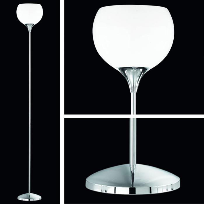 Reality|Trio Deckenfluter Stehlampe in chrom, Acrylschirm wei