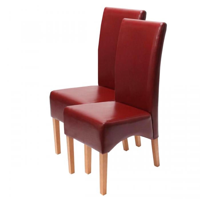 6er-Set Esszimmerstuhl Kchenstuhl Stuhl Latina, LEDER ~ rot, helle Beine