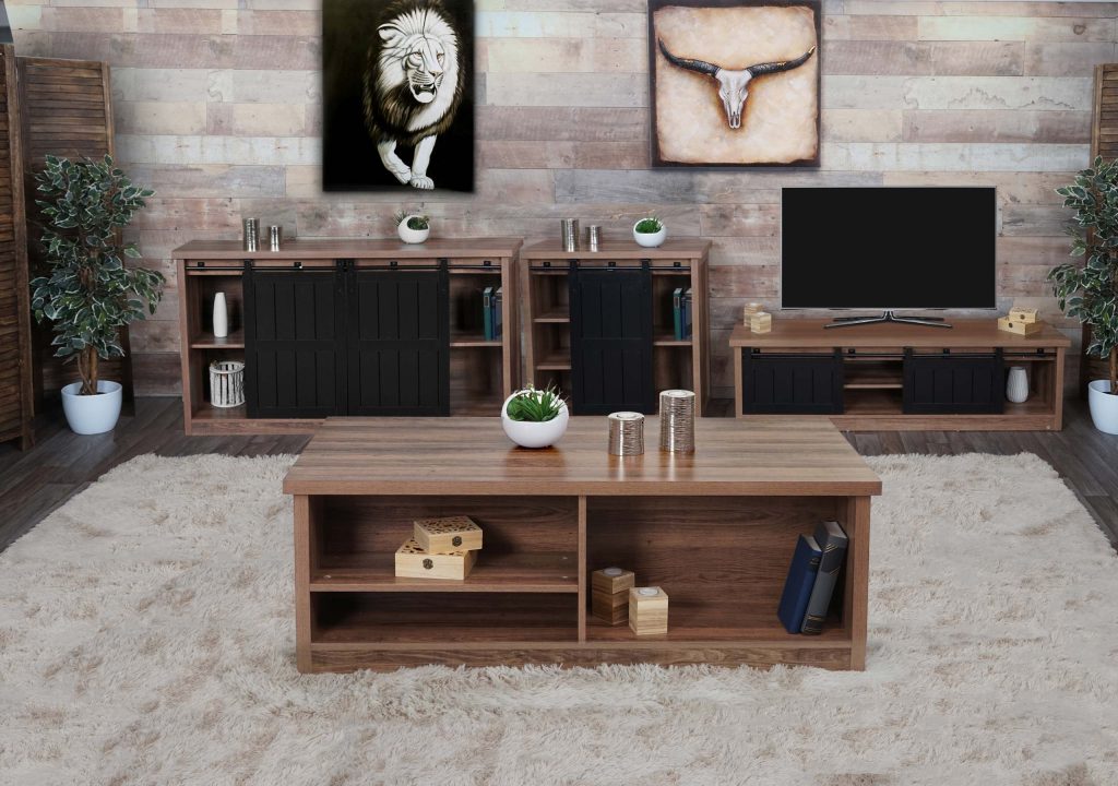 Wohnzimmerset aus TV-Rack, Sideboard, Kommode und Couchtisch HWC-K75