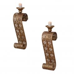2er Set Wand-Kerzenhalter H174, Kerzenstnder Wandleuchter, Eisen, 51x13x13cm
