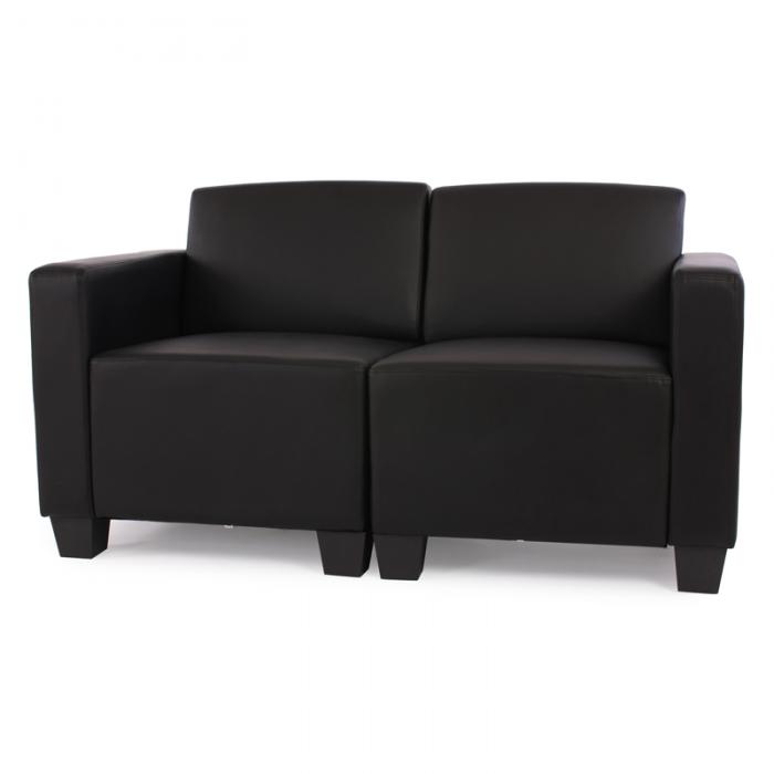 Modular 2-Sitzer Sofa Couch Lyon, Kunstleder ~ schwarz