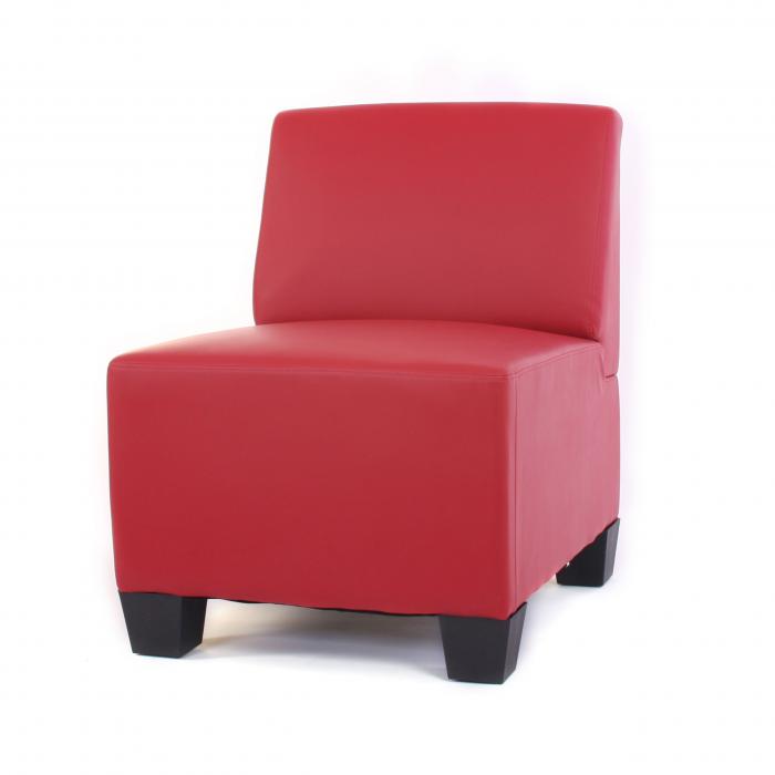 Modular 4-Sitzer Sofa Couch Lyon, Kunstleder ~ rot