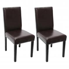 B-Ware (Farbabplatzungen SK1) |2x Esszimmerstuhl Stuhl Küchenstuhl Littau ~ Kunstleder, braun, dunkle Beine