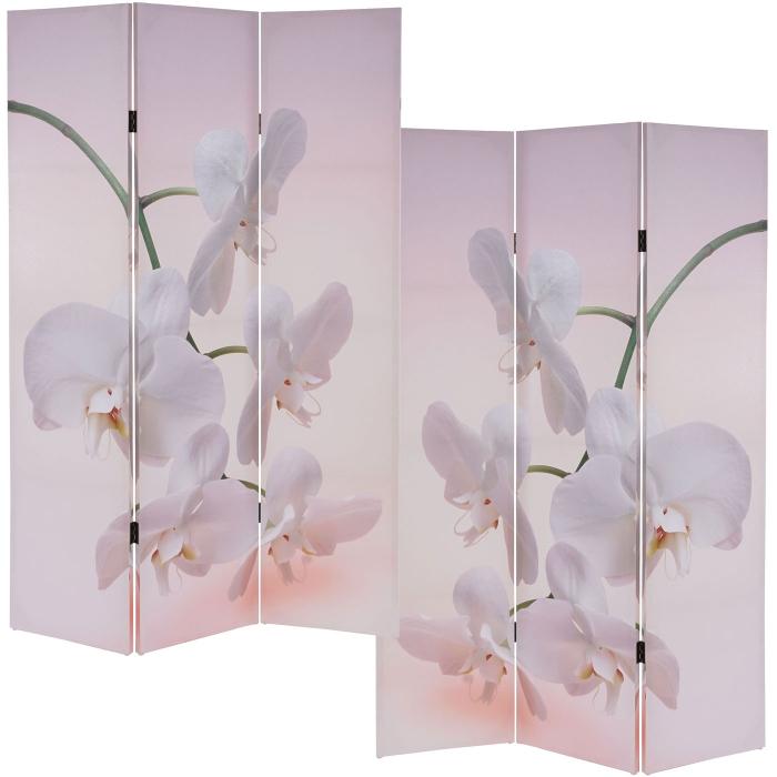 Foto-Paravent T233, Paravent Trennwand MVG-zertifiziert 180x120cm ~ Orchidee