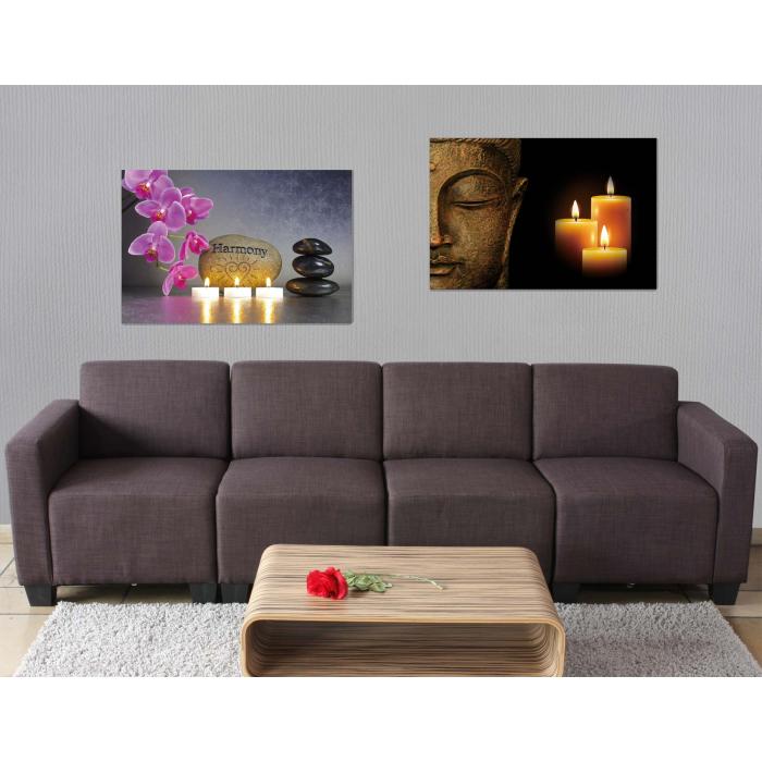 2er-Set LED-Bild Leinwandbild Leuchtbild Wandbild 40x60cm, Timer ~ Buddha + flackernd