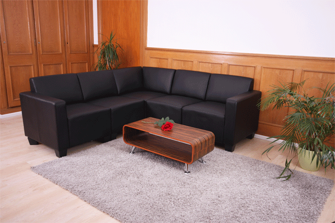 Modular Sofa-System Couch-Garnitur Lyon 5, Kunstleder ~ schwarz