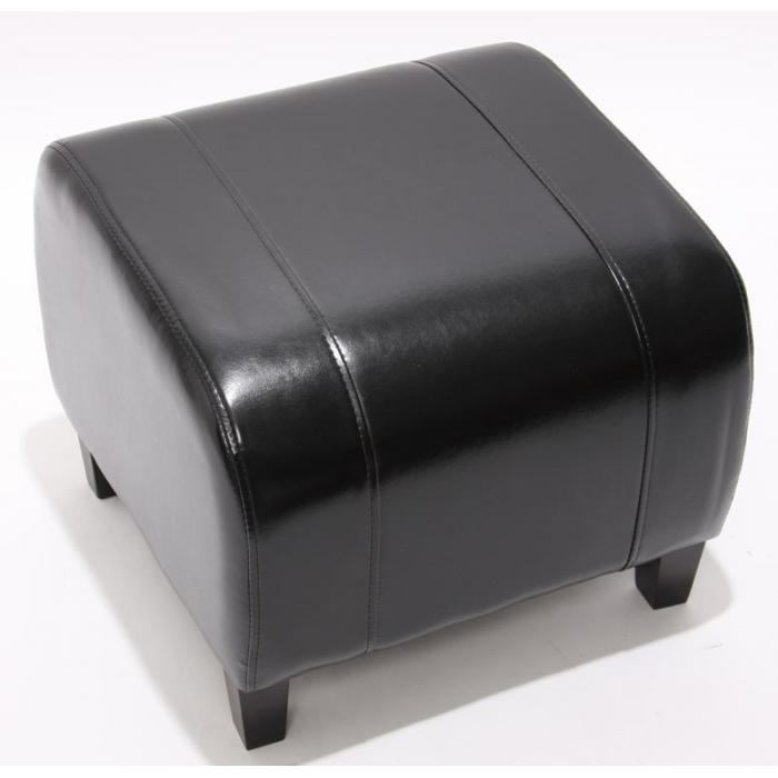 Hocker Sitzwürfel Sitzhocker Emmen, Leder + Kunstleder, 37x45x47 cm ~ schwarz