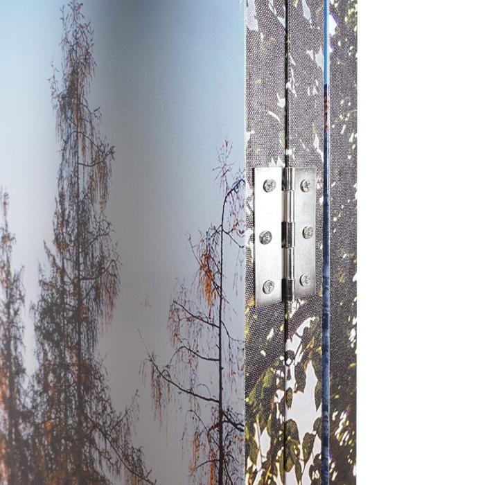 Foto-Paravent mit Schallschutz HWC-L55, akustischer Raumteiler Trennwand Sichtschutz, MVG ~ 180x122cm Waldsee
