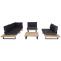 Garten-Garnitur mit Sessel HWC-H54, Lounge-Set Sofa, Spun Poly Akazie Holz FSC Aluminium ~ hellbraun, Polster dunkelgrau