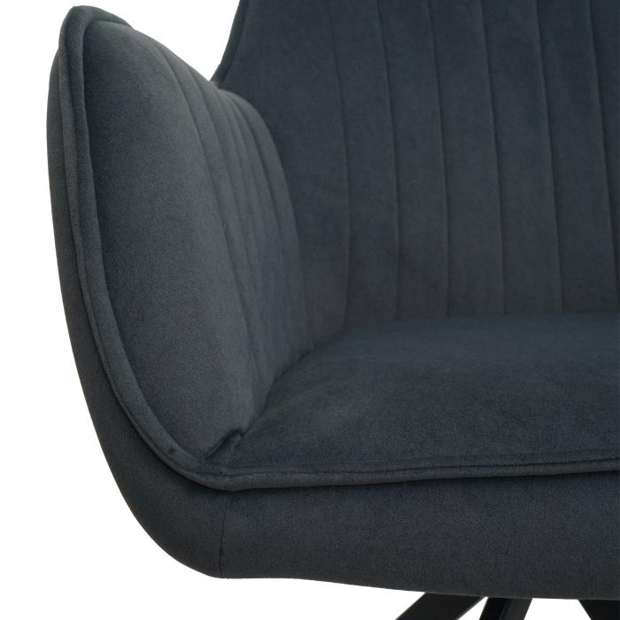 6er-Set Esszimmerstuhl HWC-L79, Kchenstuhl Lehnstuhl Stuhl Armlehnen, drehbar Auto-Position Stoff/Textil ~ anthrazit