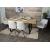 6er-Set Esszimmerstuhl HWC-L80, Küchenstuhl Polsterstuhl Stuhl mit Armlehne, drehbar, Metall Stoff/Textil ~ creme-beige