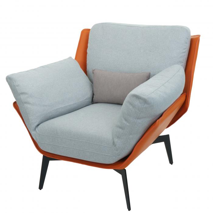 Sessel HWC-L82, Lounge-Sessel Cocktailsessel Polstersessel Relaxsessel, Kunstleder Stoff/Textil Metall ~ terrakotta