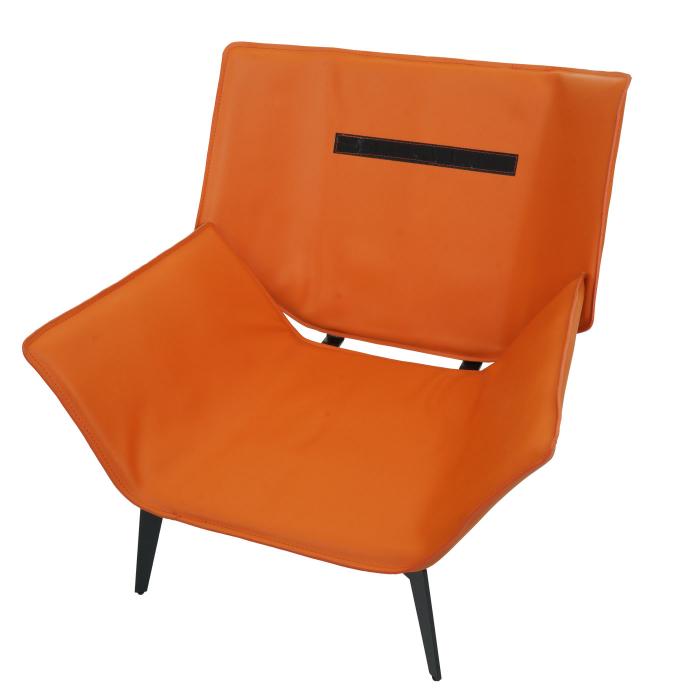 Retourenware | Sessel HWC-L82, Lounge-Sessel Cocktailsessel Polstersessel, Kunstleder Stoff/Textil Metall ~ terrakotta